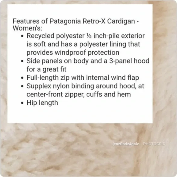 RARE Patagonia XS Retro X Cardigan High Pile Fleece Hooded Jacket ivory 0529 - Picture 3 of 12